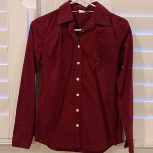 EUC J Crew DarkRed Long Sleeve Dress Shirt Size XS